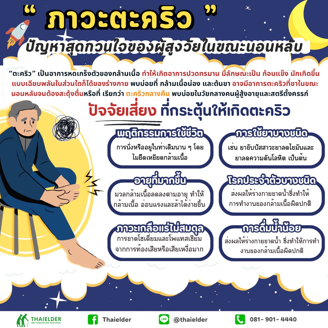 “ ภาวะตะคริว ” ตอนกลางคืน ปัญหาสุดกวนใจของผู้สูงวัยในขณะนอนหลับ