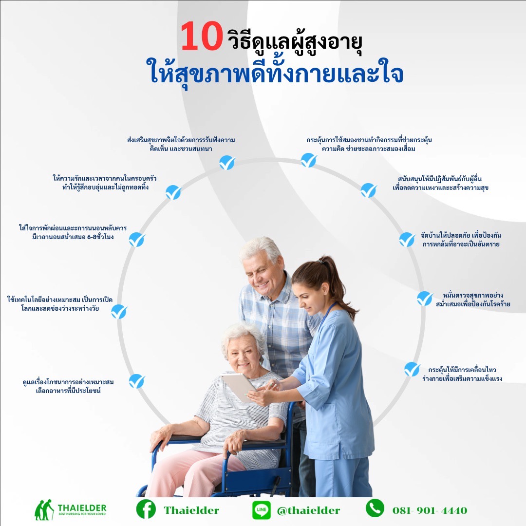 10 วิธีดูเเลผู้สูงอายุให้สุขภาพดีทั้งกายเเละใจ